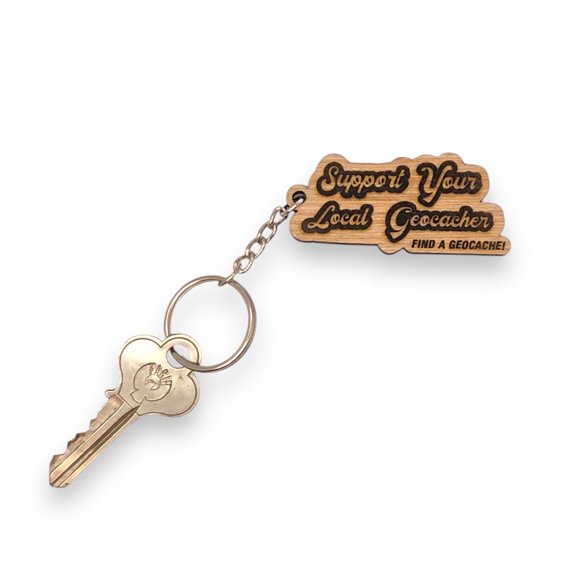 Support Local Geocacher Wooden Geocaching Keychain – Cache Craft