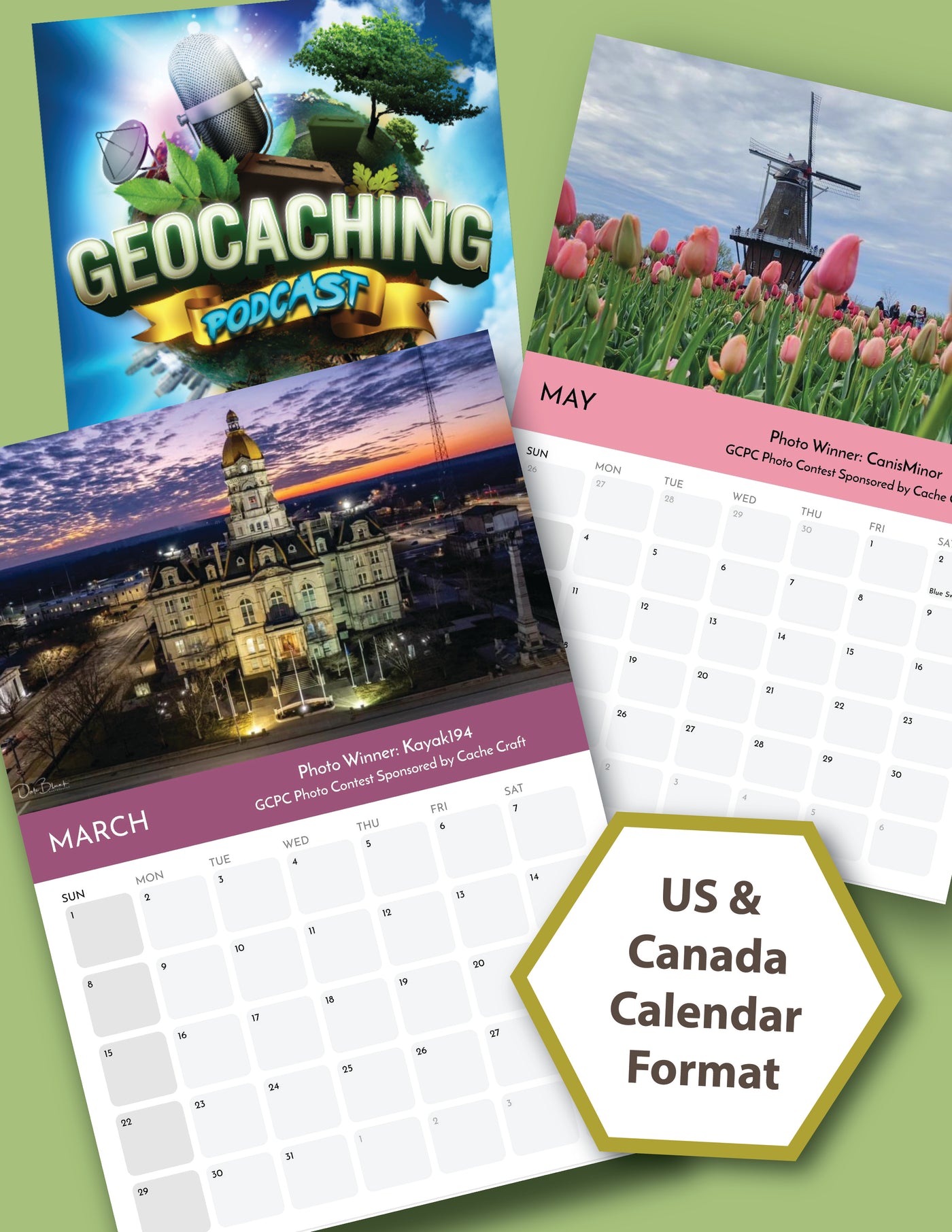 2026 Geocaching Podcast 12-Month Wall Calendar (US & Canada)