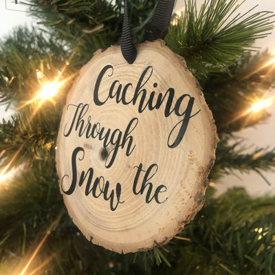 Caching Through the Snow Ornament