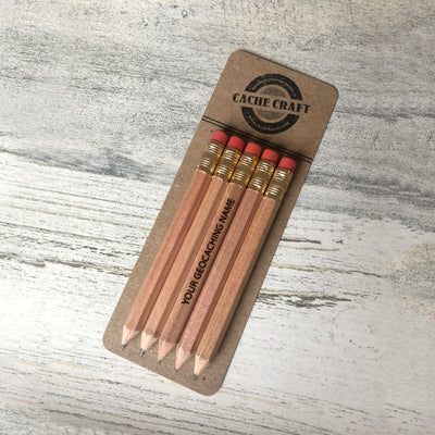 Half Pencils | Geocaching Name - Set of 5