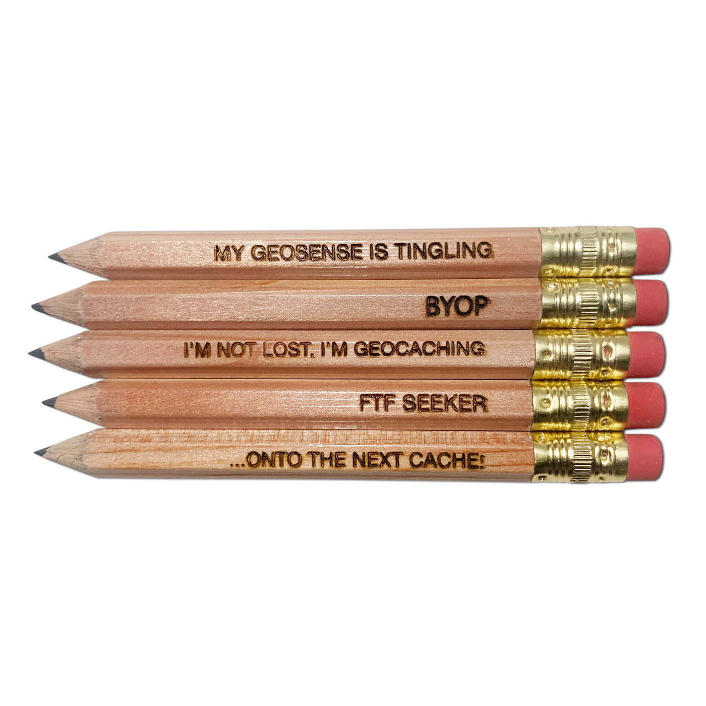 Geocaching Phrases Half Pencils - Set B